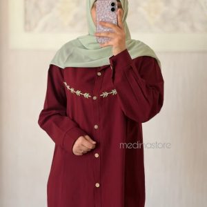 شومیز زرشکی طرح برگ زیتون